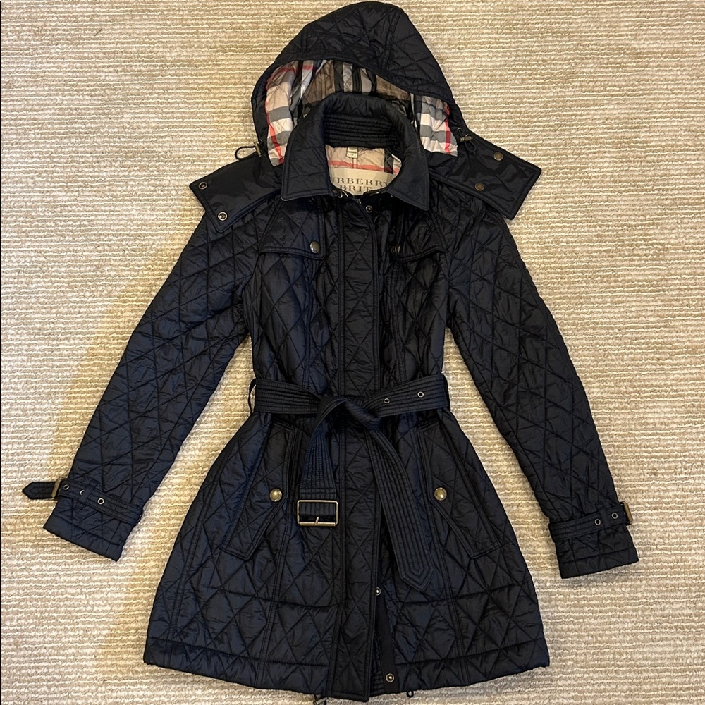Burberry Brit Black Quilted Coat Size XS